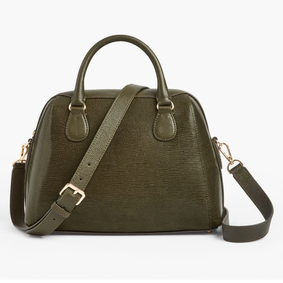 Talbots Leather Satchel Embossed Leather Olive Color - Picture 1 of 10